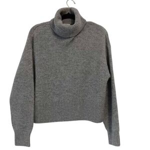 H&M Sweater Womens XS Gray Turtleneck Ribbed Hem Cozy Knit Alpaca Wool Blend